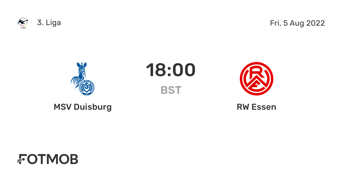 Msv Duisburg Vs Rw Essen 3 Liga On Fri Aug 5 22 17 00 Utc