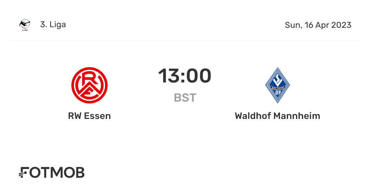 RW Essen vs Waldhof Mannheim live score, predicted lineups and H2H stats.