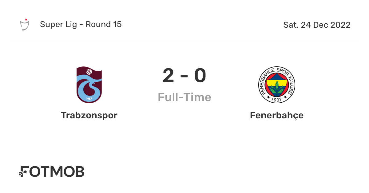Trabzonspor vs Fenerbahçe live score, predicted lineups and H2H stats.