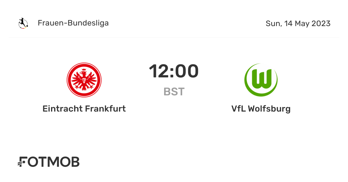 Eintracht Frankfurt vs VfL Wolfsburg live score, predicted lineups and H2H stats.