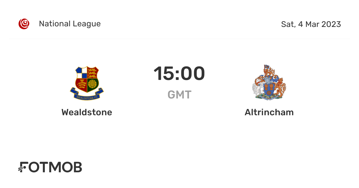 Wealdstone vs Altrincham live score, predicted lineups and H2H stats.