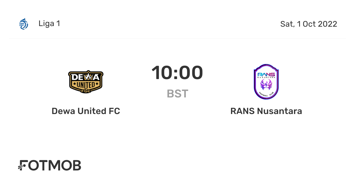 RANS Nusantara vs Dewa United FC, Liga 1 on Fri, Sep 30, 2022, 09:00 UTC