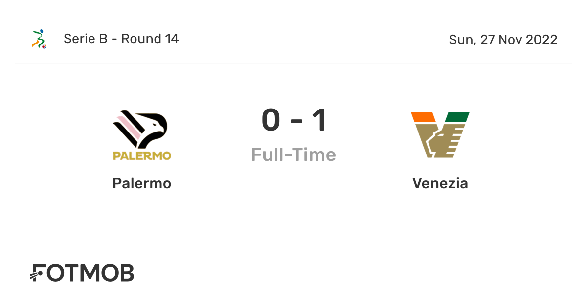 Palermo vs Venezia live score, predicted lineups and H2H stats.