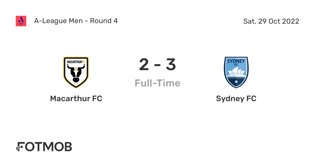 Macarthur FC vs Sydney FC live score, predicted lineups and H2H stats.