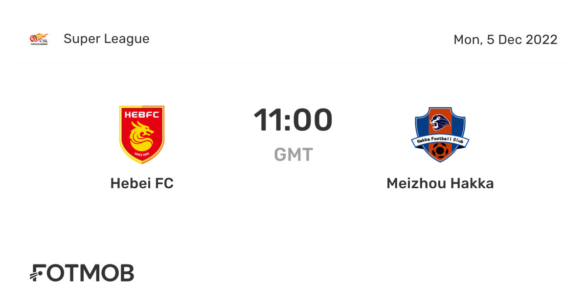 Hebei FC vs Meizhou Hakka live score, predicted lineups and H2H stats.