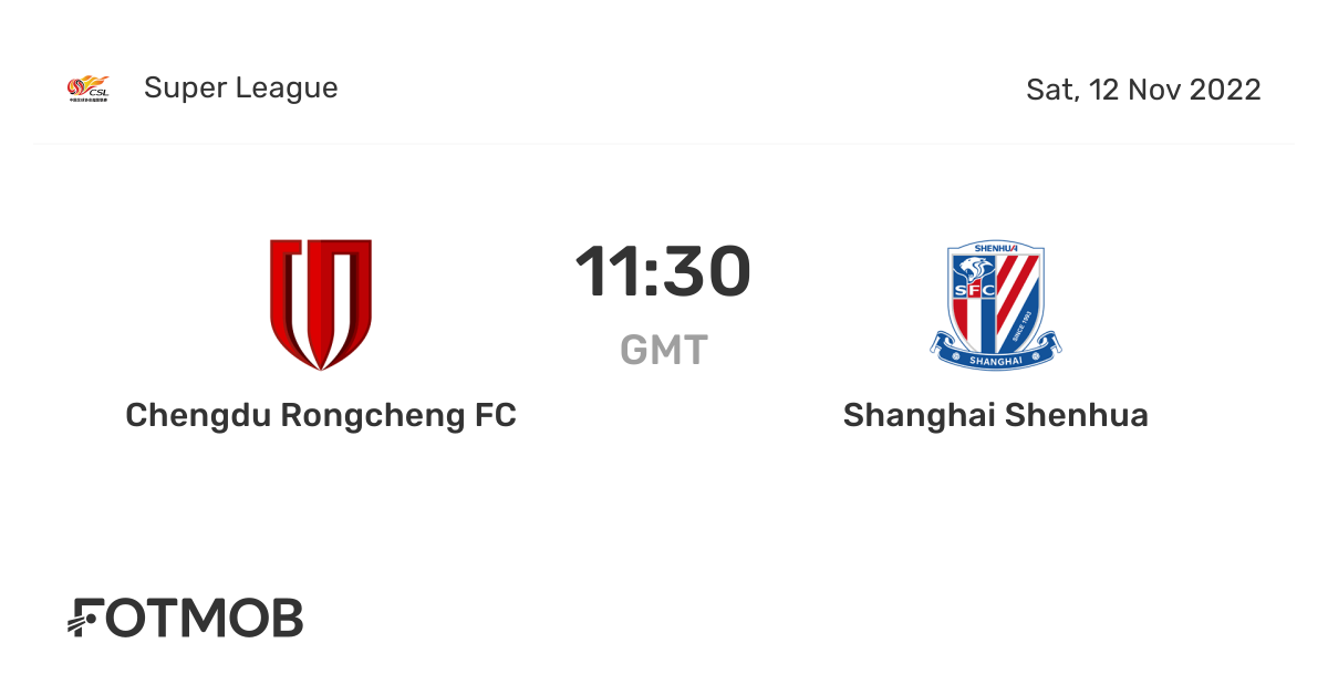 Chengdu Rongcheng FC vs Shanghai Shenhua live score, predicted lineups and H2H stats.