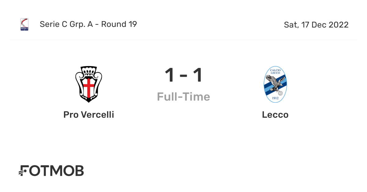 Pro Vercelli vs Lecco live score, predicted lineups and H2H stats.