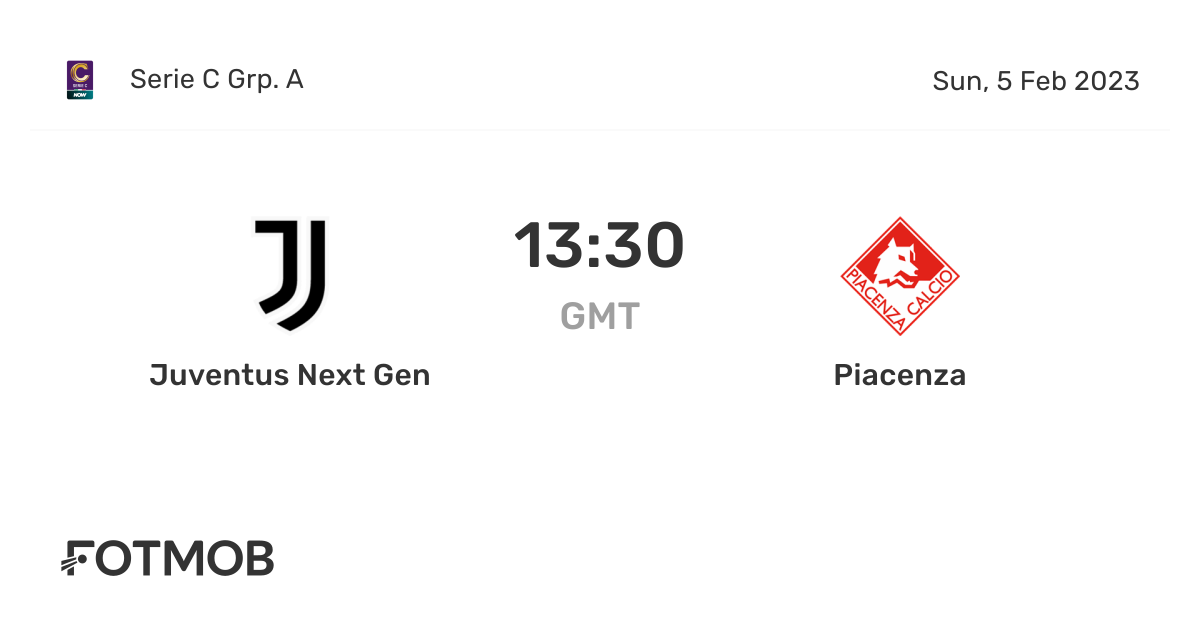 Juventus Next Gen vs Piacenza live score, predicted lineups and H2H stats.