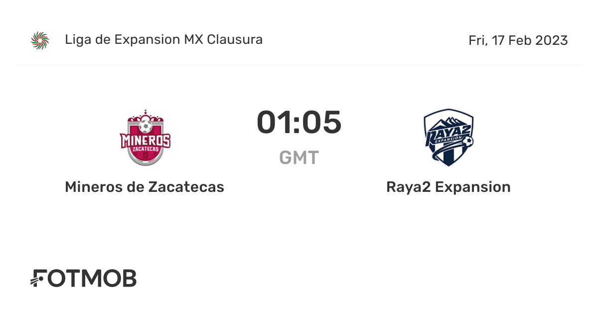 Mineros de Zacatecas vs Raya2 Expansion live score, predicted lineups