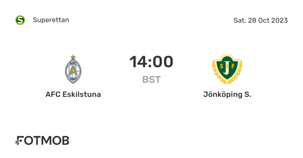 AFC Eskilstuna vs Jönköping S. live score, predicted lineups and H2H