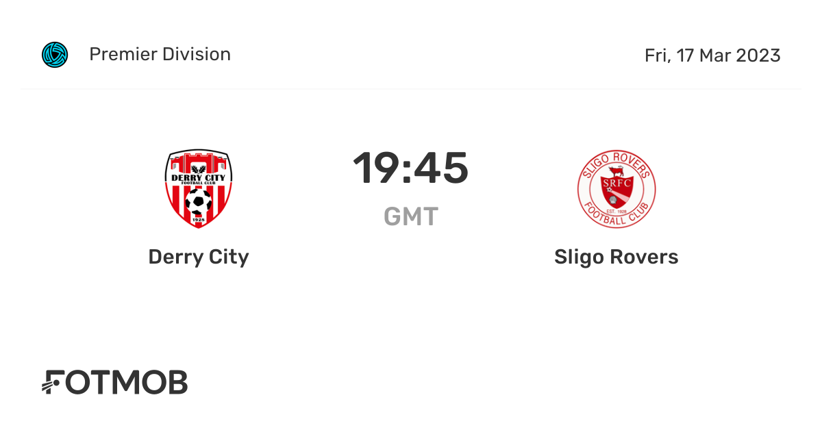Derry City vs Sligo Rovers - live score, predicted lineups and H2H stats.
