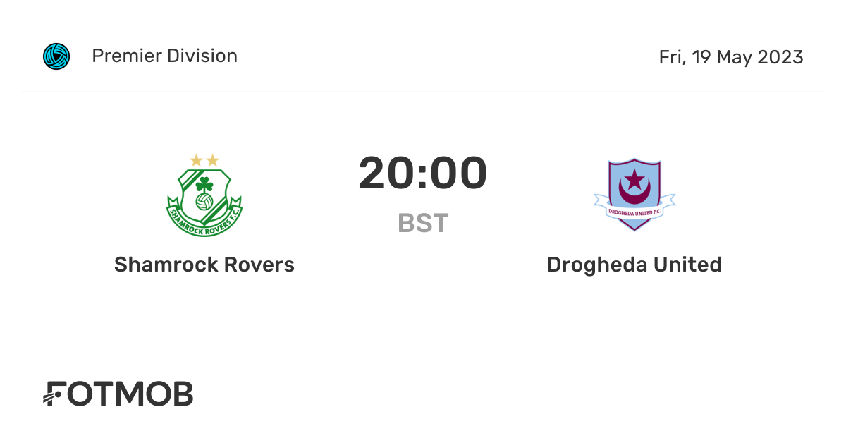Shamrock Rovers vs Drogheda United live score, predicted lineups and H2H stats.