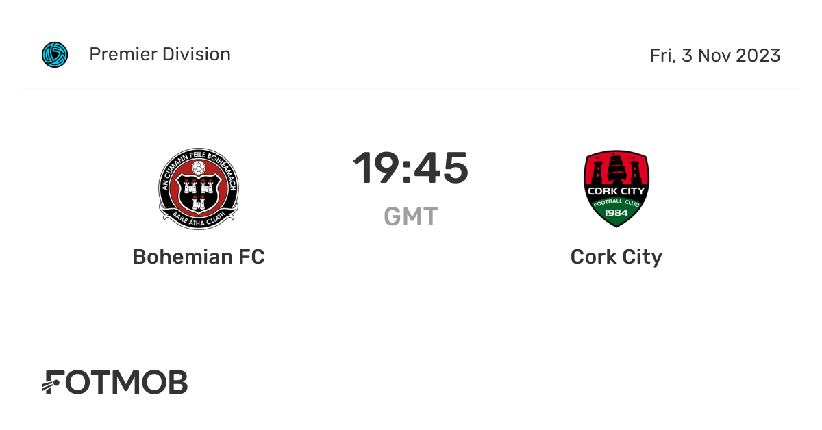 Bohemian FC vs Cork City live score, predicted lineups and H2H stats.
