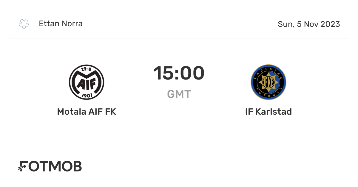 Motala AIF FK vs IF Karlstad live score, predicted lineups and H2H stats.