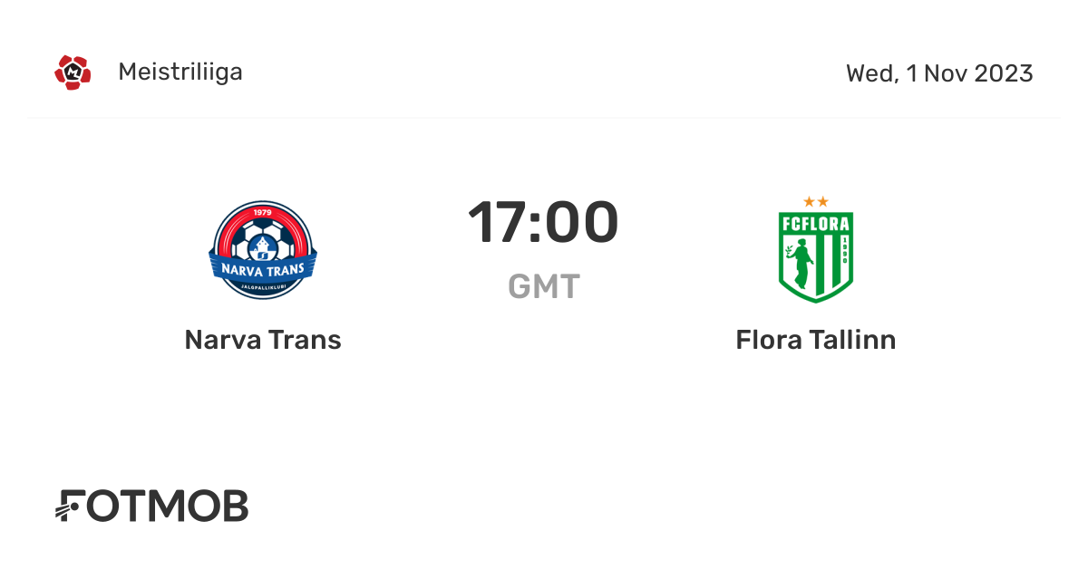 Narva Trans vs Flora Tallinn live score, predicted lineups and H2H stats.