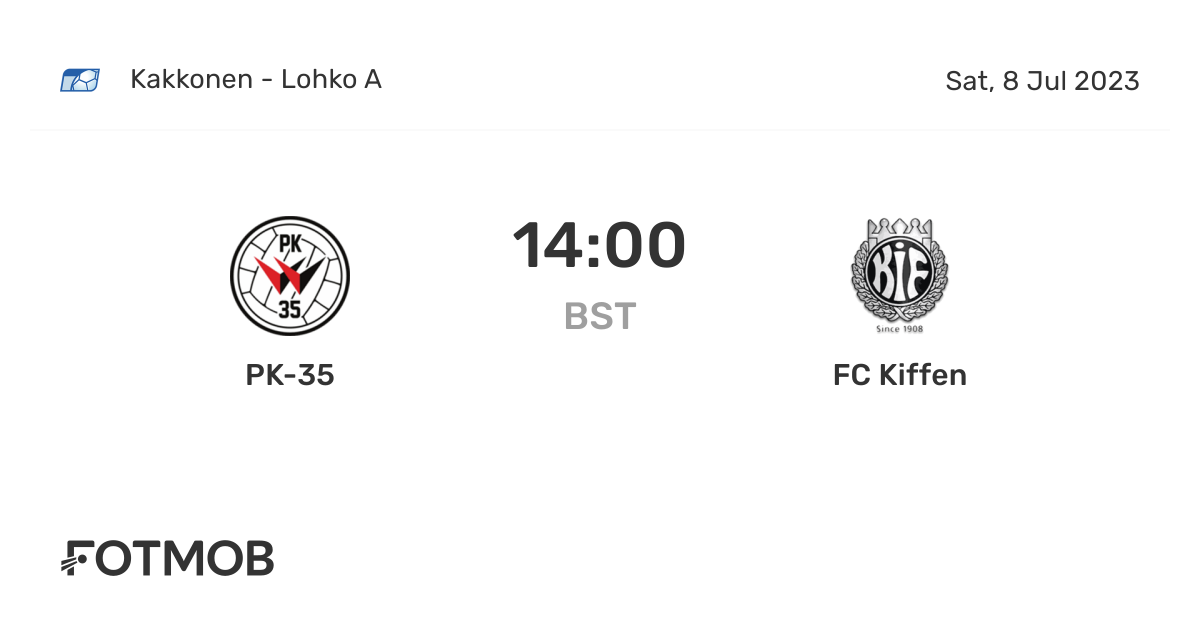 PK35 vs FC Kiffen live score, predicted lineups and H2H stats.