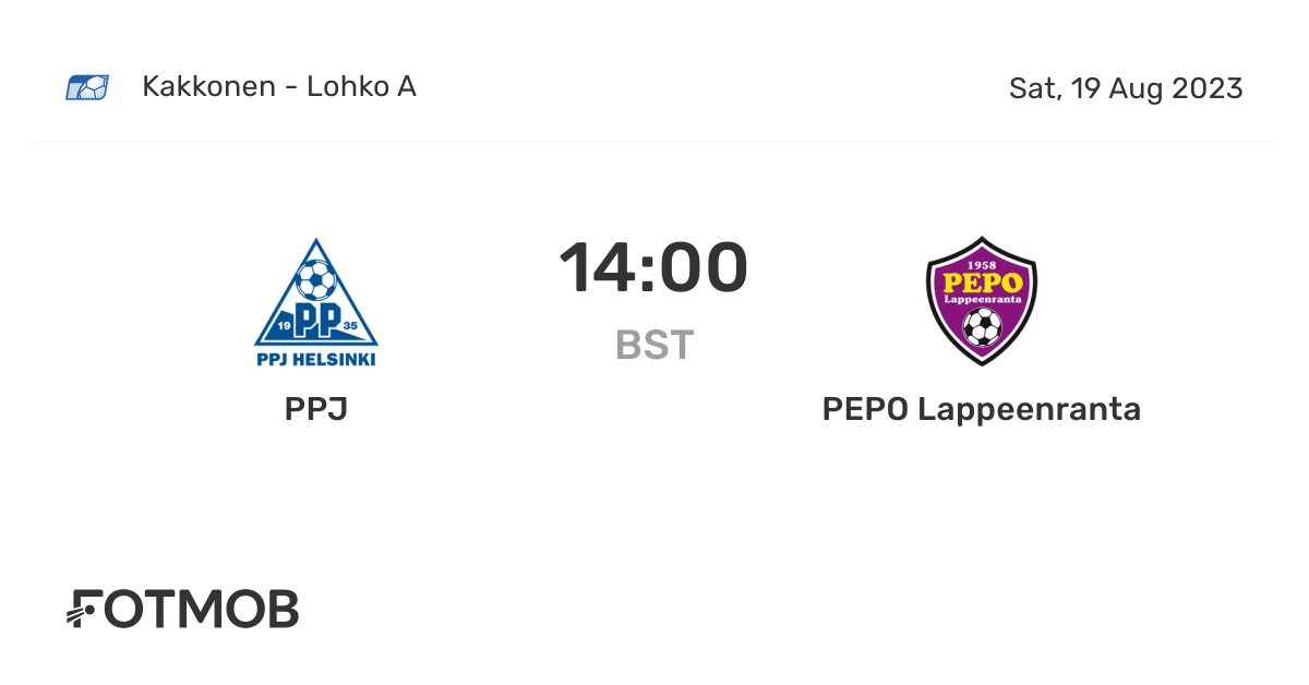 PPJ vs PEPO Lappeenranta live score, predicted lineups and H2H stats.
