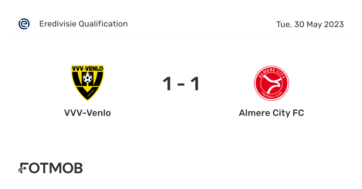 VVV-Venlo vs Almere City FC - live score, predicted lineups and H2H stats.