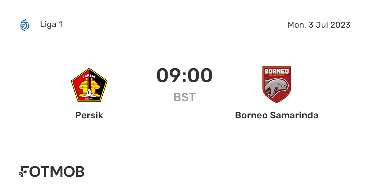 Persik vs Borneo Samarinda live score, predicted lineups and H2H stats.