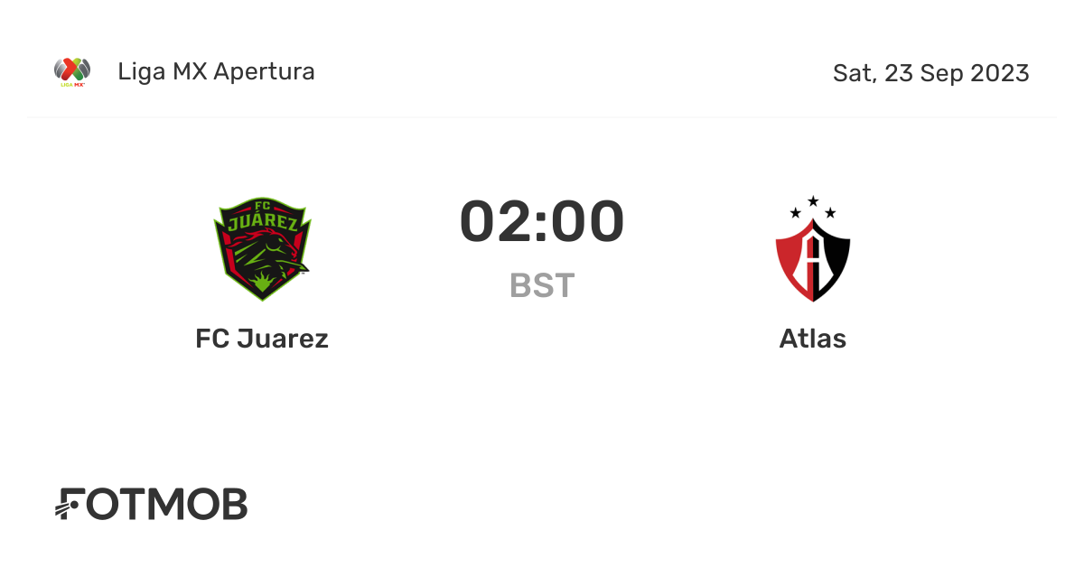 FC Juarez vs Atlas live score, predicted lineups and H2H stats.