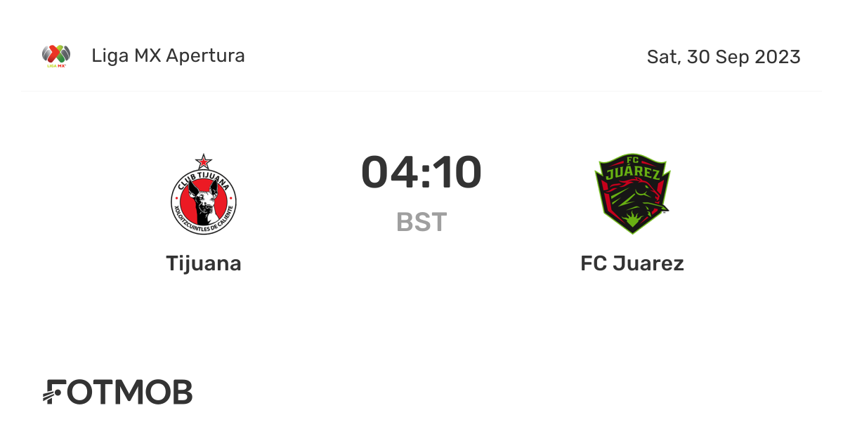 Tijuana vs FC Juarez - live score, predicted lineups and H2H stats.