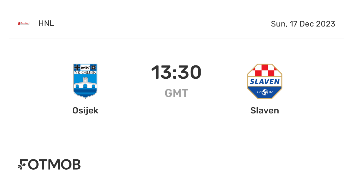 Osijek vs Slaven marcador en vivo, alineaciones previstas y