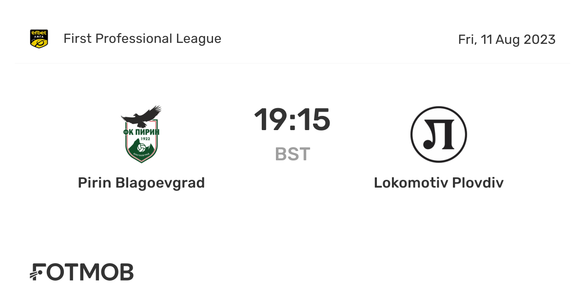 Pirin Blagoevgrad vs Lokomotiv Plovdiv live score, predicted lineups