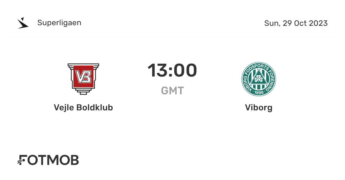 Vejle Boldklub vs live score, predicted lineups and H2H stats.