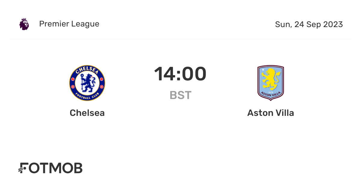 Chelsea vs Aston Villa live score, predicted lineups and H2H stats.