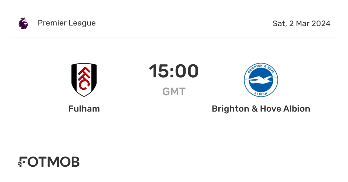 Fulham vs Brighton & Hove Albion live score, predicted lineups and