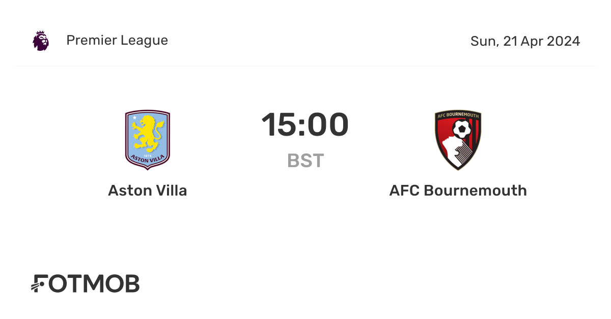 Aston Villa vs AFC Bournemouth live score, predicted lineups and H2H stats