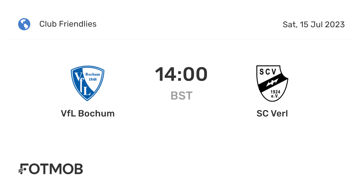 VfL Bochum vs SC Verl live score, predicted lineups and H2H stats.