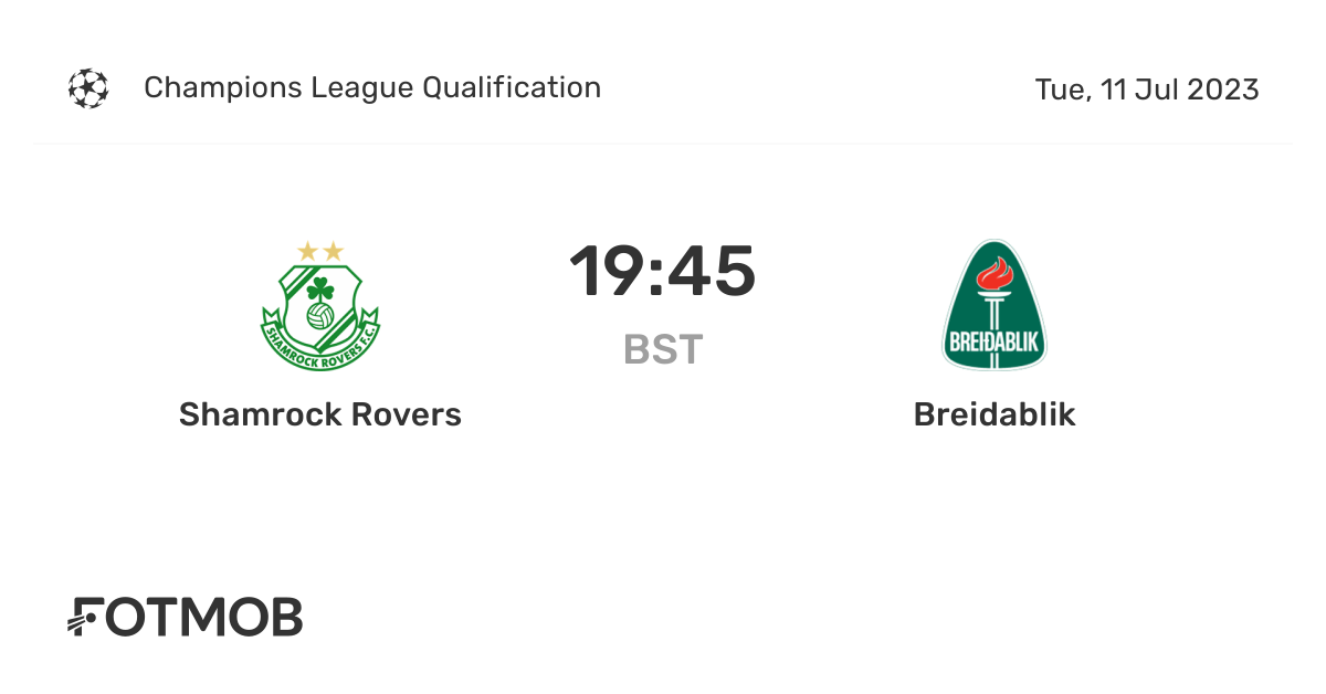 Shamrock Rovers vs Breidablik live score, predicted lineups and H2H