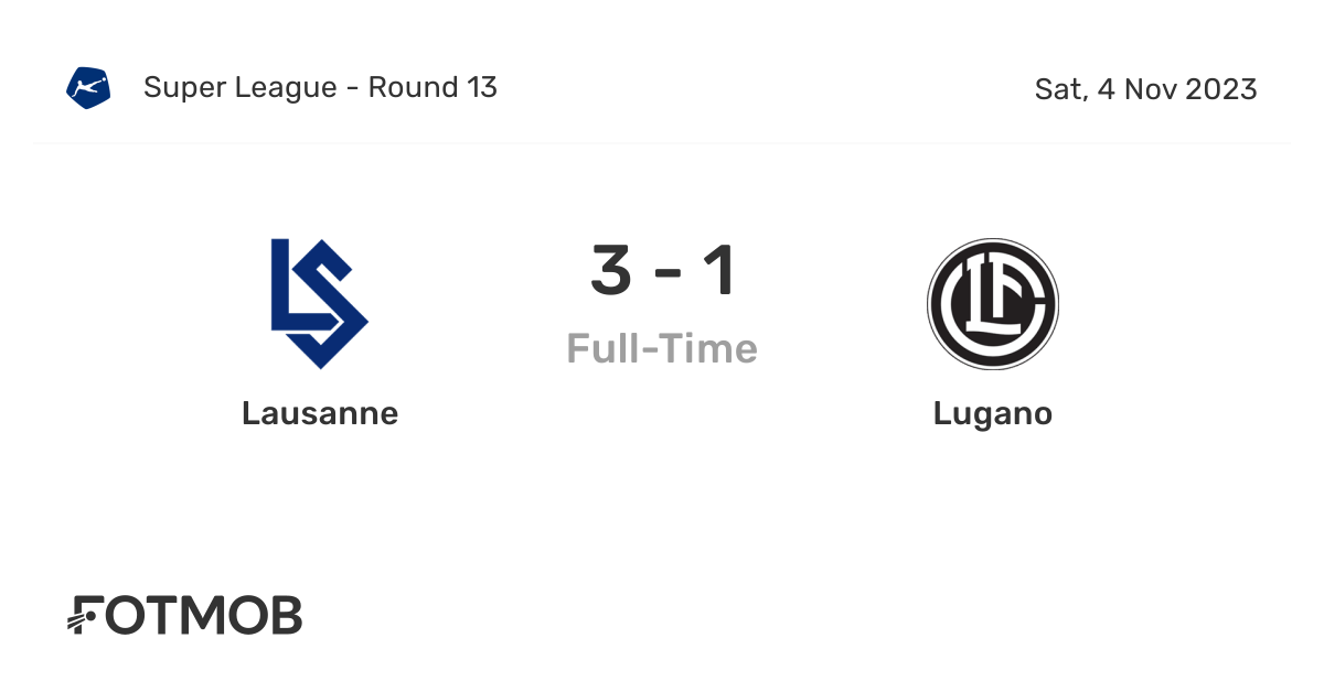 FC Monthey vs Lugano - live score, predicted lineups and H2H stats.