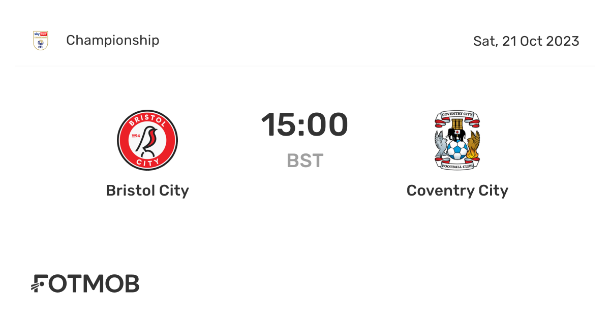 Bristol City vs Coventry City live score, predicted lineups and H2H