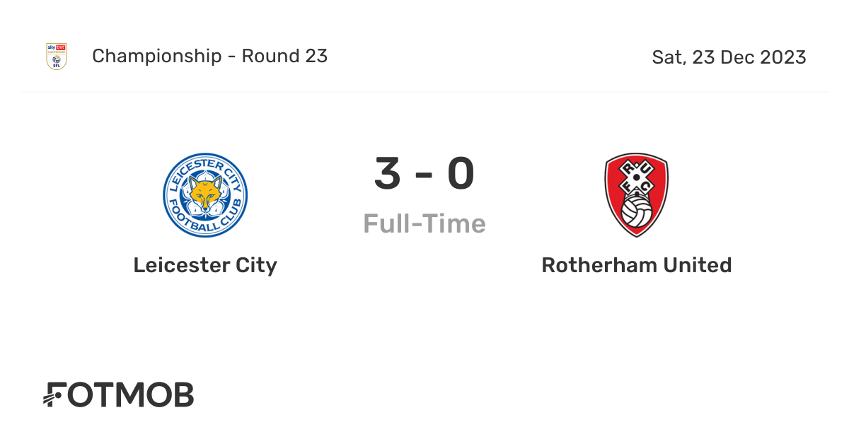 Jogos Rotherham ao vivo, tabela, resultados, Leicester x Rotherham