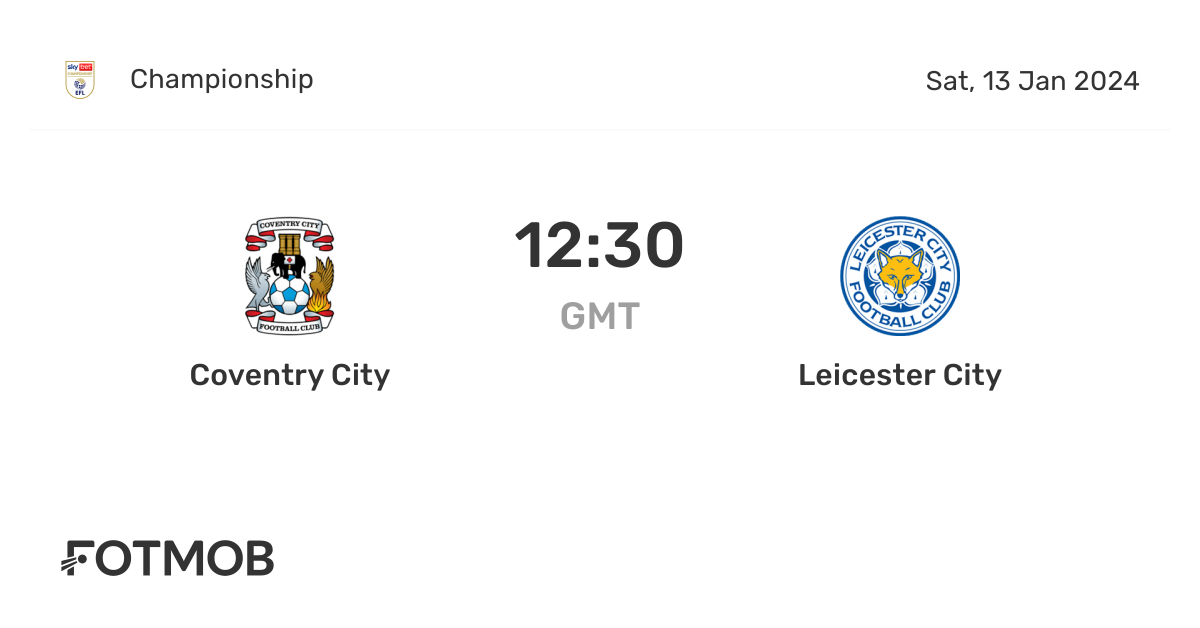 Coventry City vs Leicester City - live score, predicted lineups and H2H