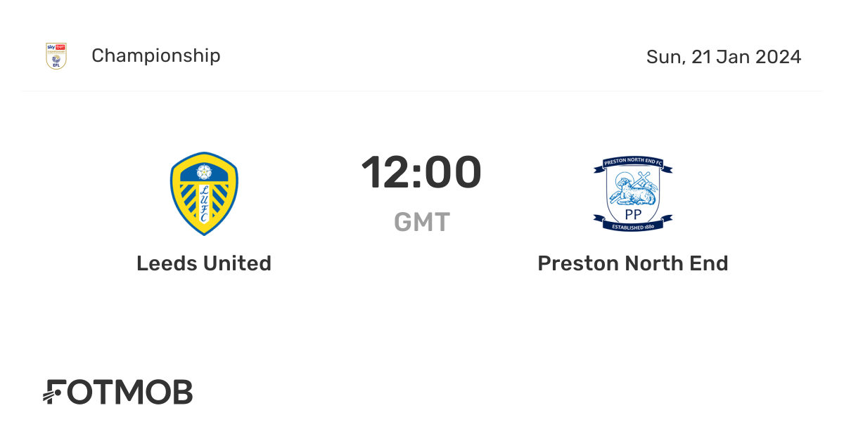 Leeds United 대 Preston North End 실시간 점수, 예상 스타팅 라인업 및 H2H 통계