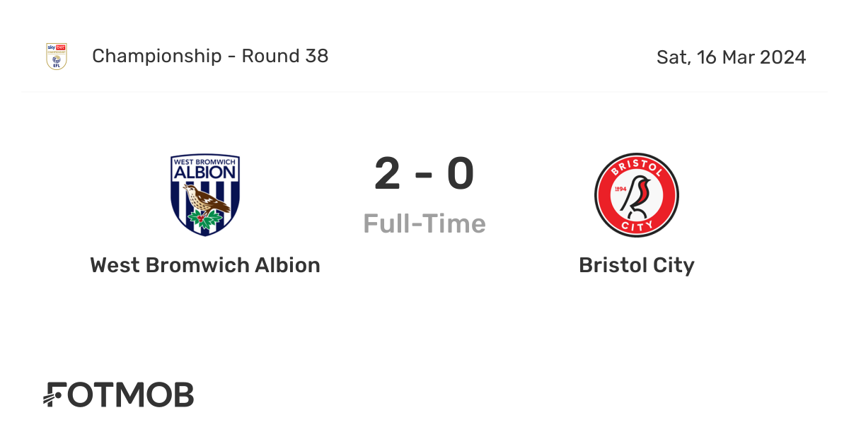 West Bromwich Albion vs Bristol City LIVE: Championship result, final score  and reaction