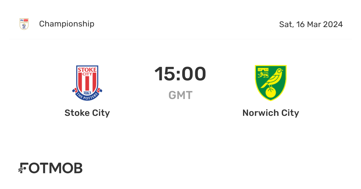 Stoke City vs Norwich City live score, predicted lineups and H2H stats