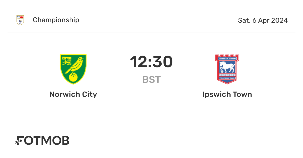 Norwich City vs Ipswich Town live score, predicted lineups and H2H stats