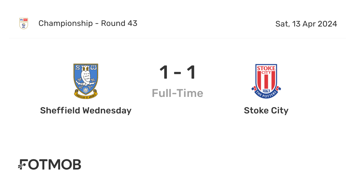 Sheffield Wednesday vs Stoke City live score, predicted lineups and