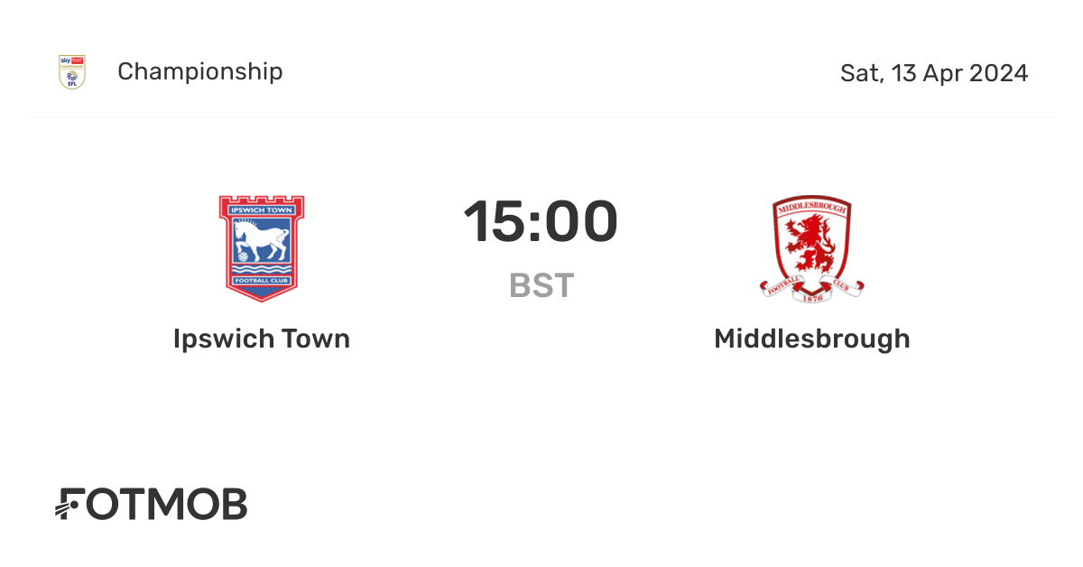 Ipswich Town vs Middlesbrough live score, predicted lineups and H2H stats