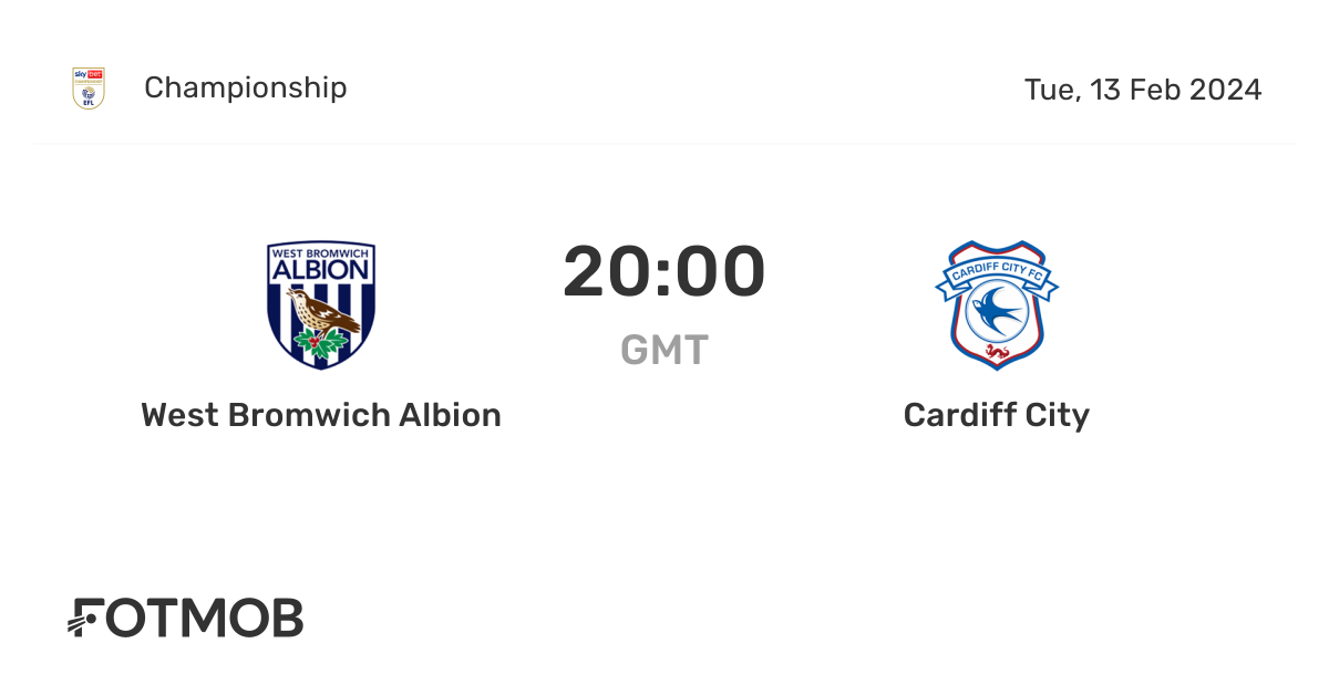 West Bromwich Albion tegen Cardiff City live score, voorspelde