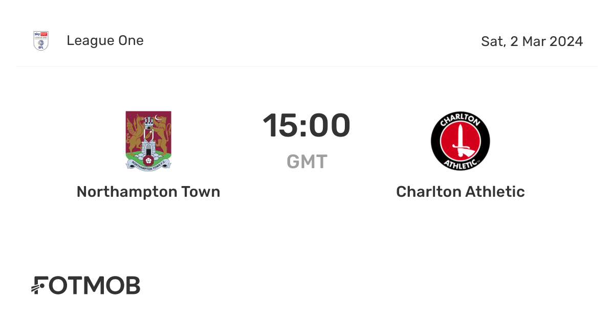 Northampton Town vs Charlton Athletic live score, predicted lineups