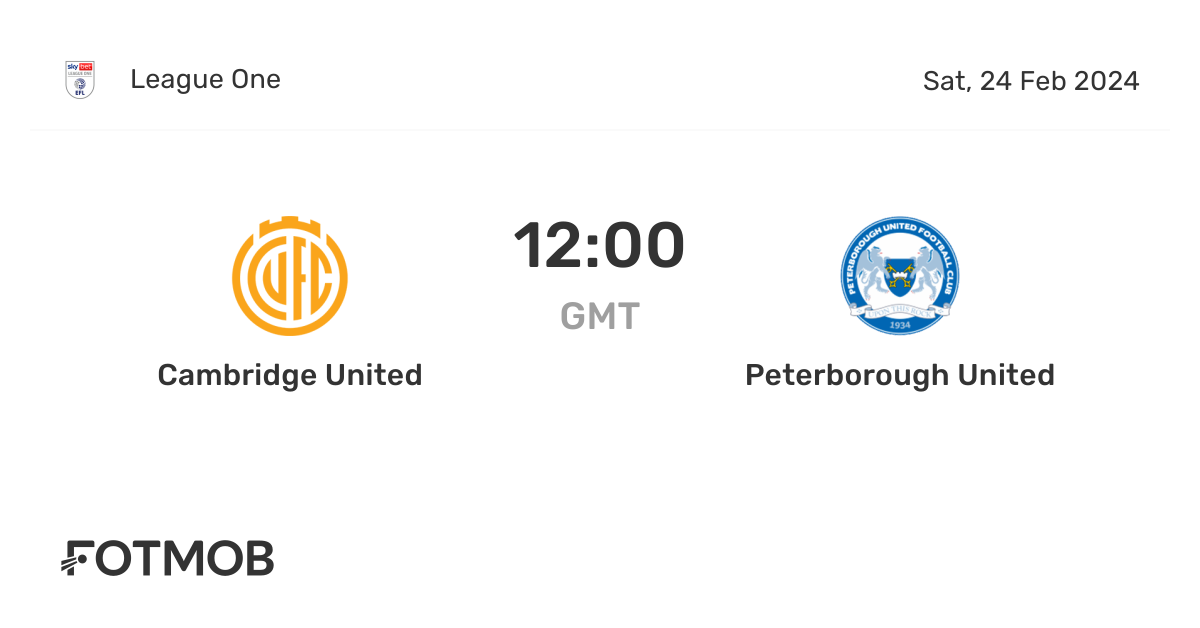 Cambridge United vs Peterborough United live score, predicted lineups