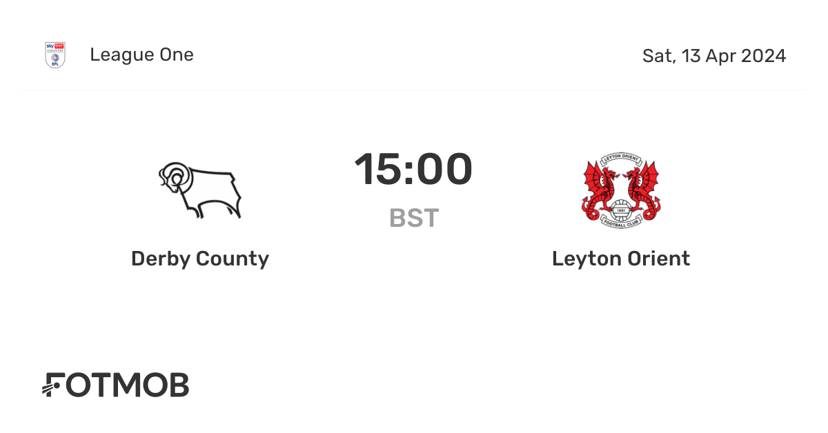 Derby County vs Leyton Orient live score, predicted lineups and H2H stats