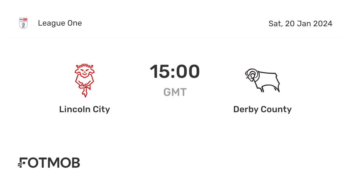 Lincoln City vs Derby County live score, predicted lineups and H2H stats