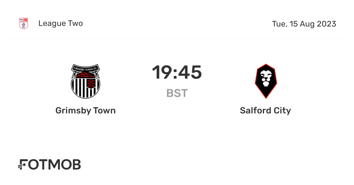 Grimsby Town vs Salford City live score, predicted lineups and H2H stats.