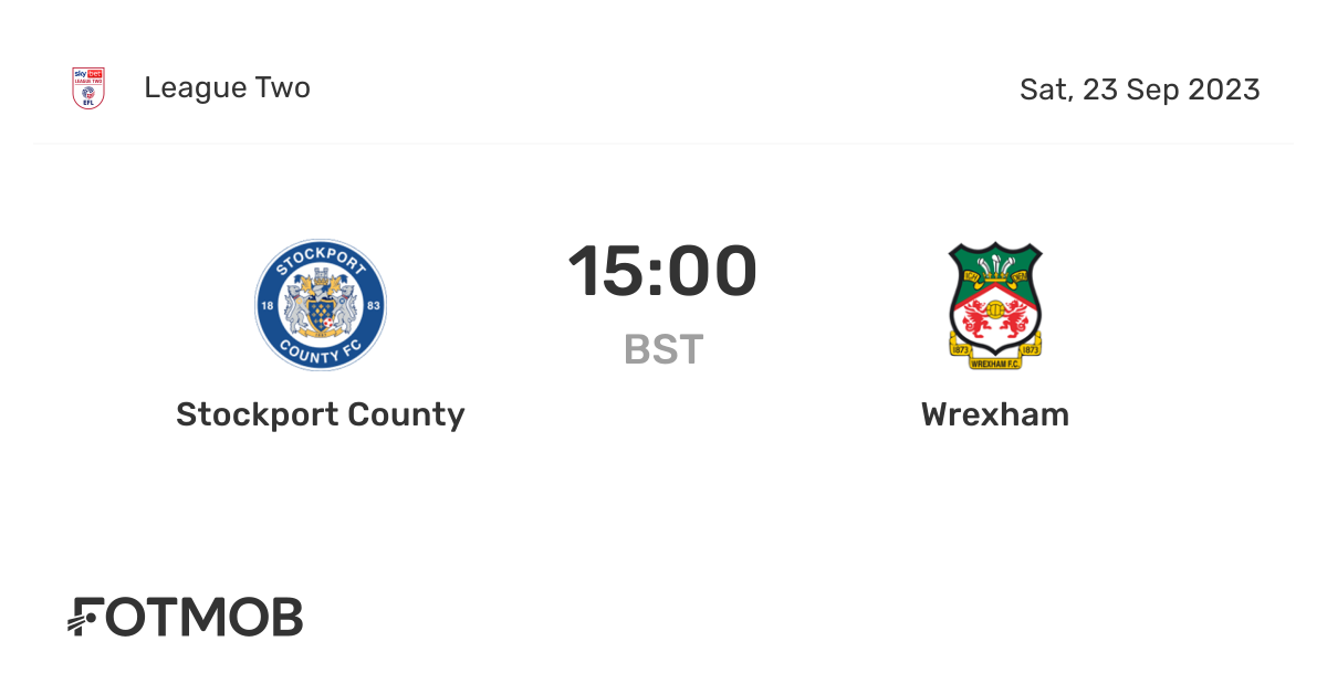 Stockport County vs Wrexham live score, predicted lineups and H2H stats.